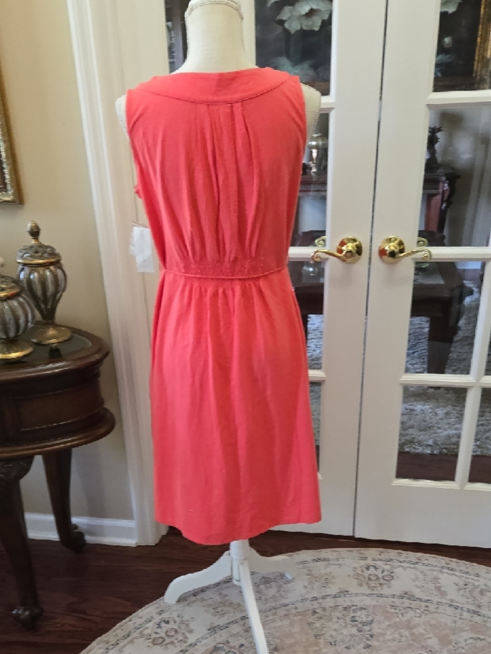 Charter Club Petite Coral Dress Sleeveless Embroidered Beads Tie Waist Cotton SP - Picture 7 of 11